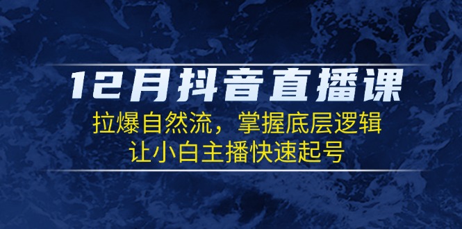 （13807期）12月抖音直播课：拉爆自然流，掌握底层逻辑，让小白主播快速起号-DE云网创