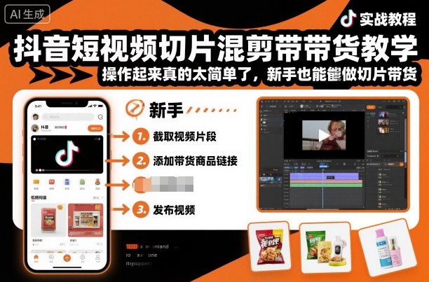 抖音短视频切片混剪带货教学,操作起来真的太简单了,新手也能做切片带货插图 抖音短视频切片混剪带货教学,操作起来真的太简单了,新手也能做切片带货