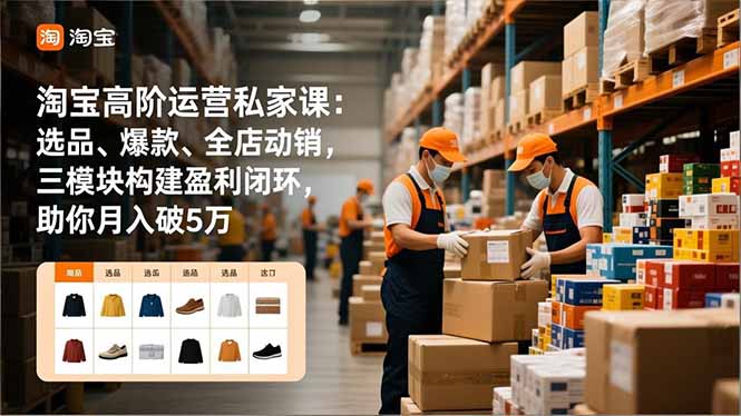 淘宝高阶运营私家课：选品、爆款、全店动销，三模块构建盈利闭环，助你月入破5万(更新12月-DE云网创