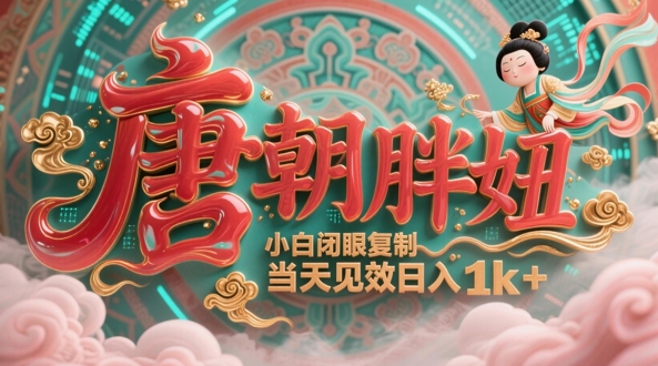 用AI克隆“唐朝胖妞”日更3条，平台疯狂推流，小白闭眼复制，当天见效，日入1k+-DE云网创