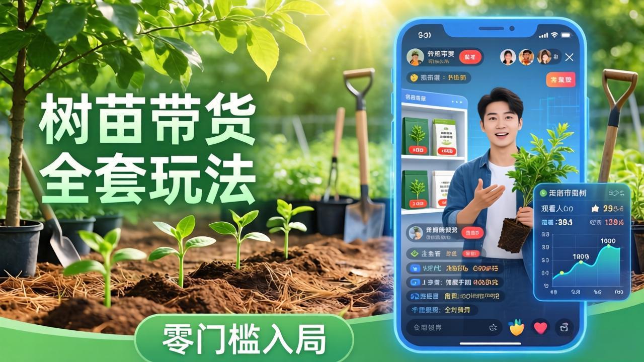 视频号AI树苗带货全套玩法：零门槛入局，掌握豆包、千问等AI工具制作树苗视频的全套流程-DE云网创