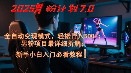 2025男粉计划7.0，全自动变现模式，轻松日入5张+，新手小白必看课程-DE云网创