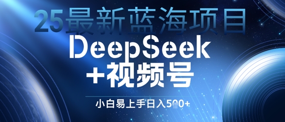 25最新蓝海项目DeepSeek+视频号，小白易上手日入几张-DE云网创