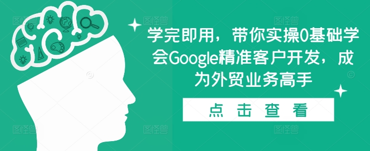 学完即用，带你实操0基础学会Google精准客户开发，成为外贸业务高手-DE云网创