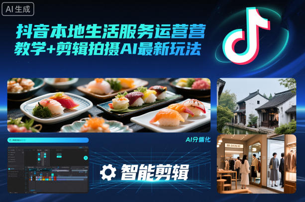 抖音本地生活服务运营教学+剪辑拍摄AI最新玩法-DE云网创