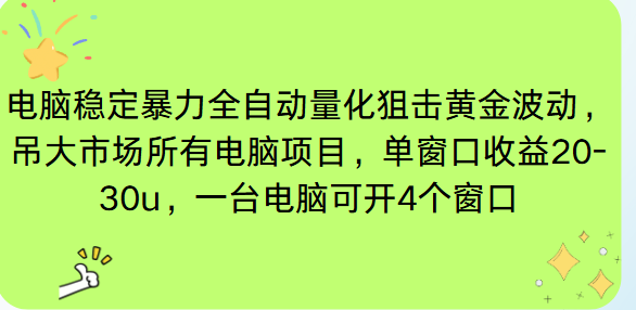 电脑EA策略挂机项目单窗口收益20-30u，单电脑可挂5-10个窗口收益稳健4位数-DE云网创
