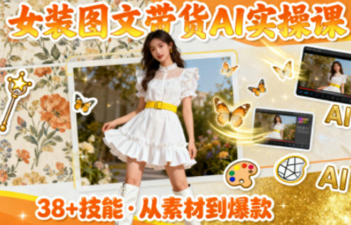 女装图文带货的AI实操课，覆盖38个实用技能，快速提升素材制作效率-DE云网创