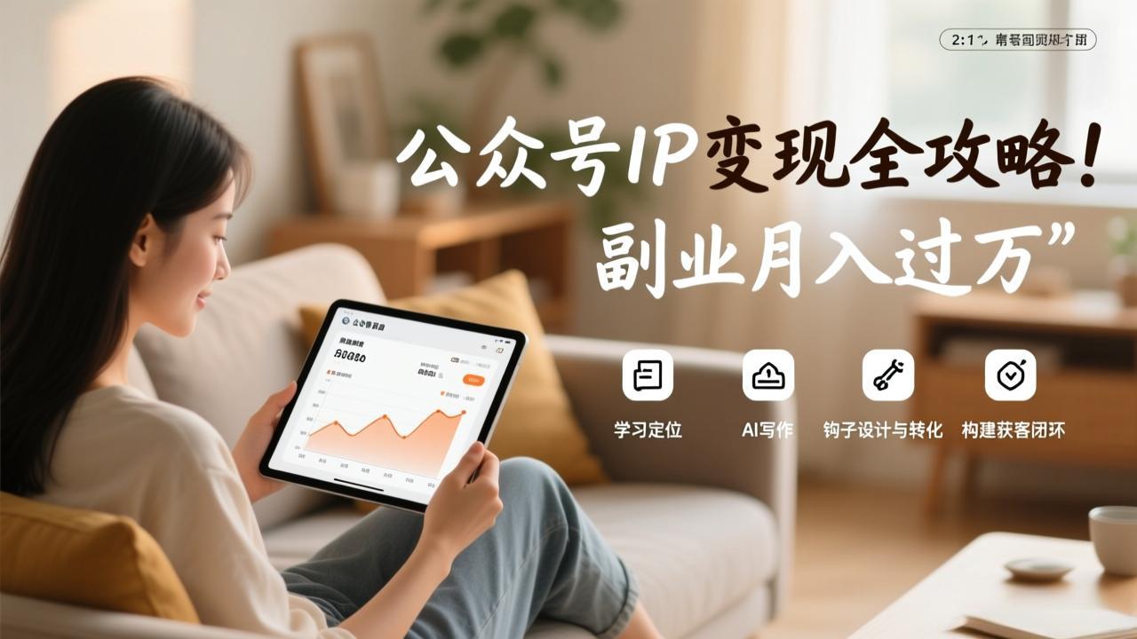 公众号IP变现全攻略，学习定位、AI写作、钩子设计与转化，构建获客闭环，副业月入过万-DE云网创