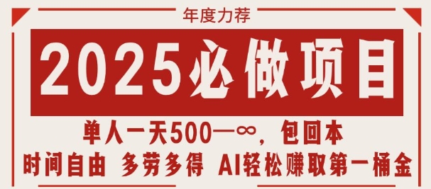 2025必做项目，时间自由，多劳多得，日入多张无上限-DE云网创