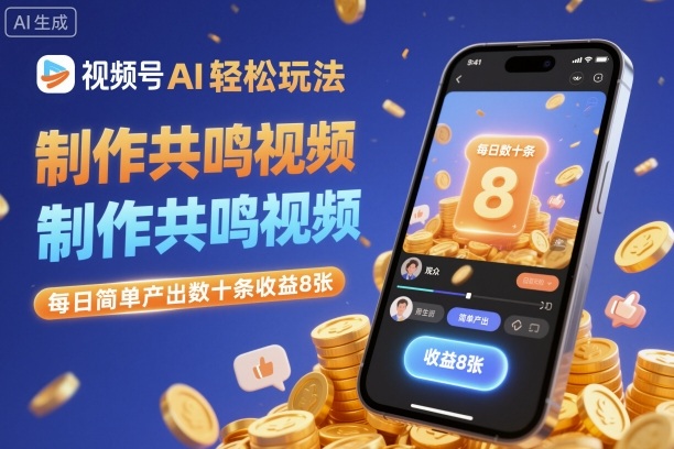 视频号AI轻松玩法，制作共鸣视频，每日简单产出数十条收益8张-DE云网创