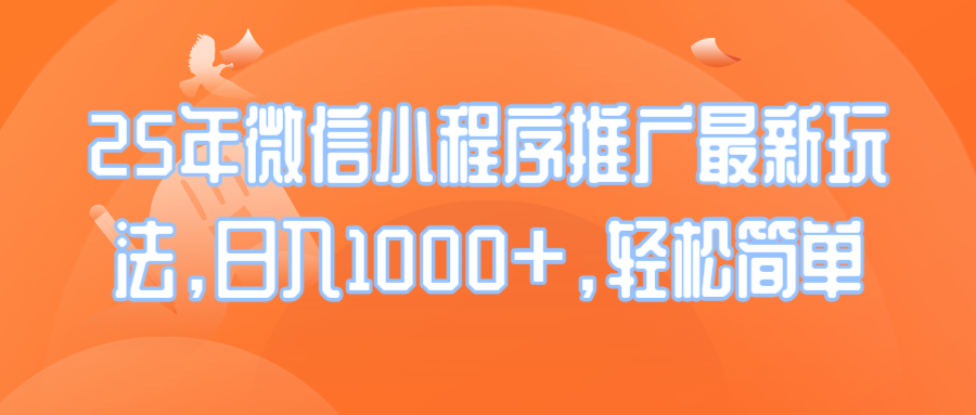 （14032期）25年微信小程序推广最新玩法，日入1000+，轻松简单-DE云网创