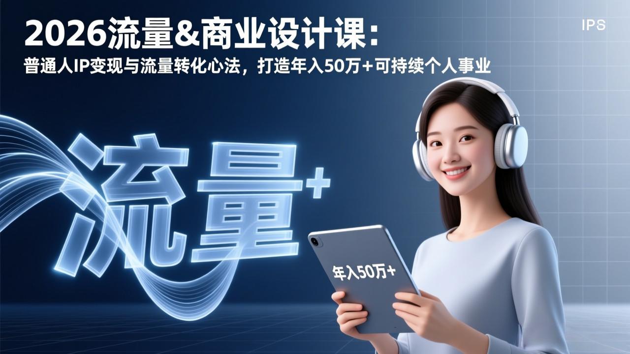 2026流量&商业设计课：普通人IP变现与流量转化心法，打造年入50万+可持续个人事业-DE云网创
