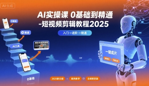 AI实操课0基础到精通-短视频剪辑教程2025-DE云网创