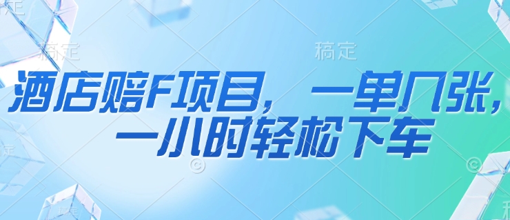 酒店赔F项目，一单几张，一小时轻松下车-DE云网创
