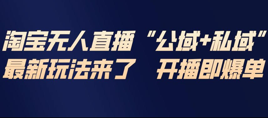 淘宝无人直播完整教程，公试+私域，最新玩法来了，开播即爆单-DE云网创