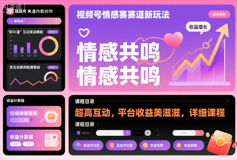 视频号情感赛道新玩法，超高互动，平台收益美滋滋，详细课程-DE云网创