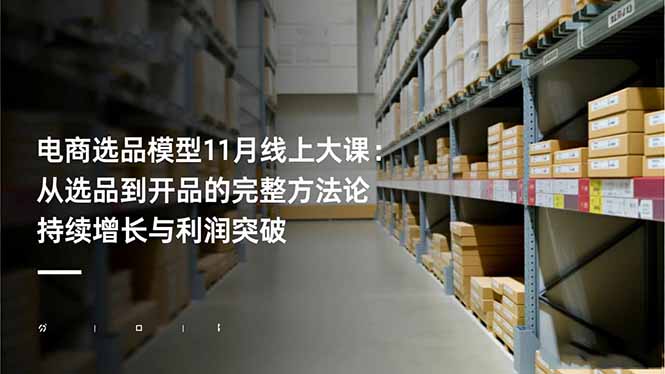 电商选品模型11月线上大课：从选品到开品的完整方法论 持续增长与利润突破-DE云网创