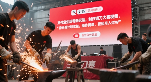 支付宝生活号新玩法，制作锻刀大赛视频，挣分成计划收益，操作简单，轻松月入过W-DE云网创