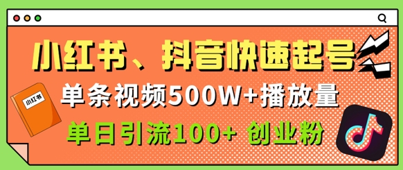 小红书、抖音、快手快速起号，单条视频500w播放量，单日引流100+创业粉-DE云网创