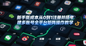 新手低成本从0到1注册并搭建多账号全平台矩阵操作教学，手机号-邮箱-IP-工具-DE云网创