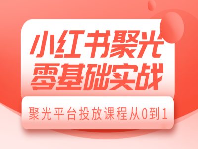 小红书聚光零基础实战，聚光平台投放课程从0到1-DE云网创