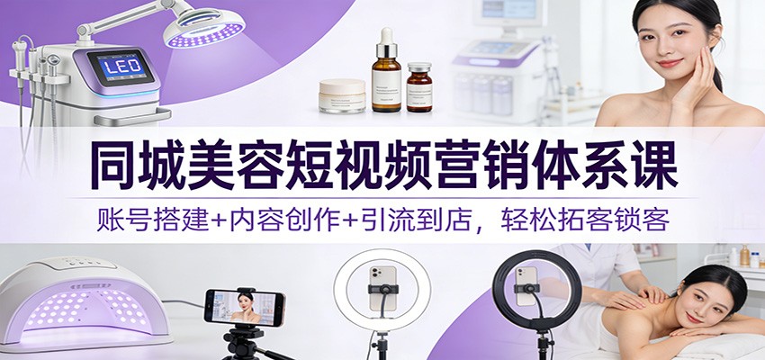 同城美容短视频营销体系课：账号搭建+内容创作+引流到店，轻松拓客锁客-DE云网创