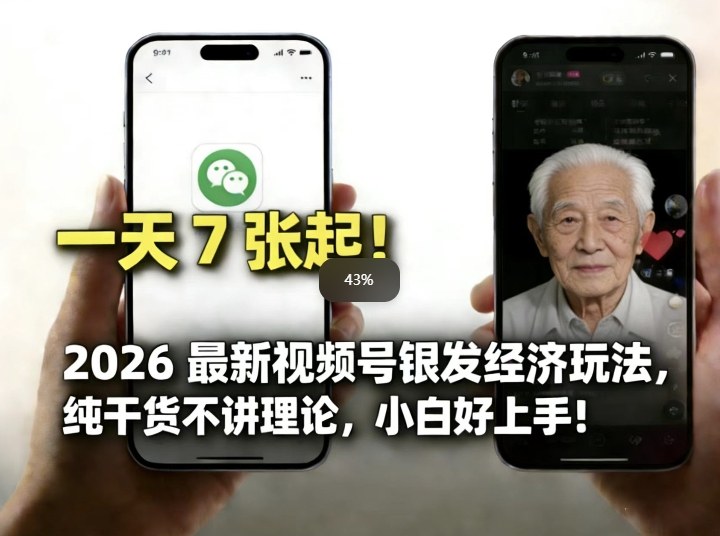 2026最新视频号银发经济玩法，轻松每天7张起，小白也可做-DE云网创