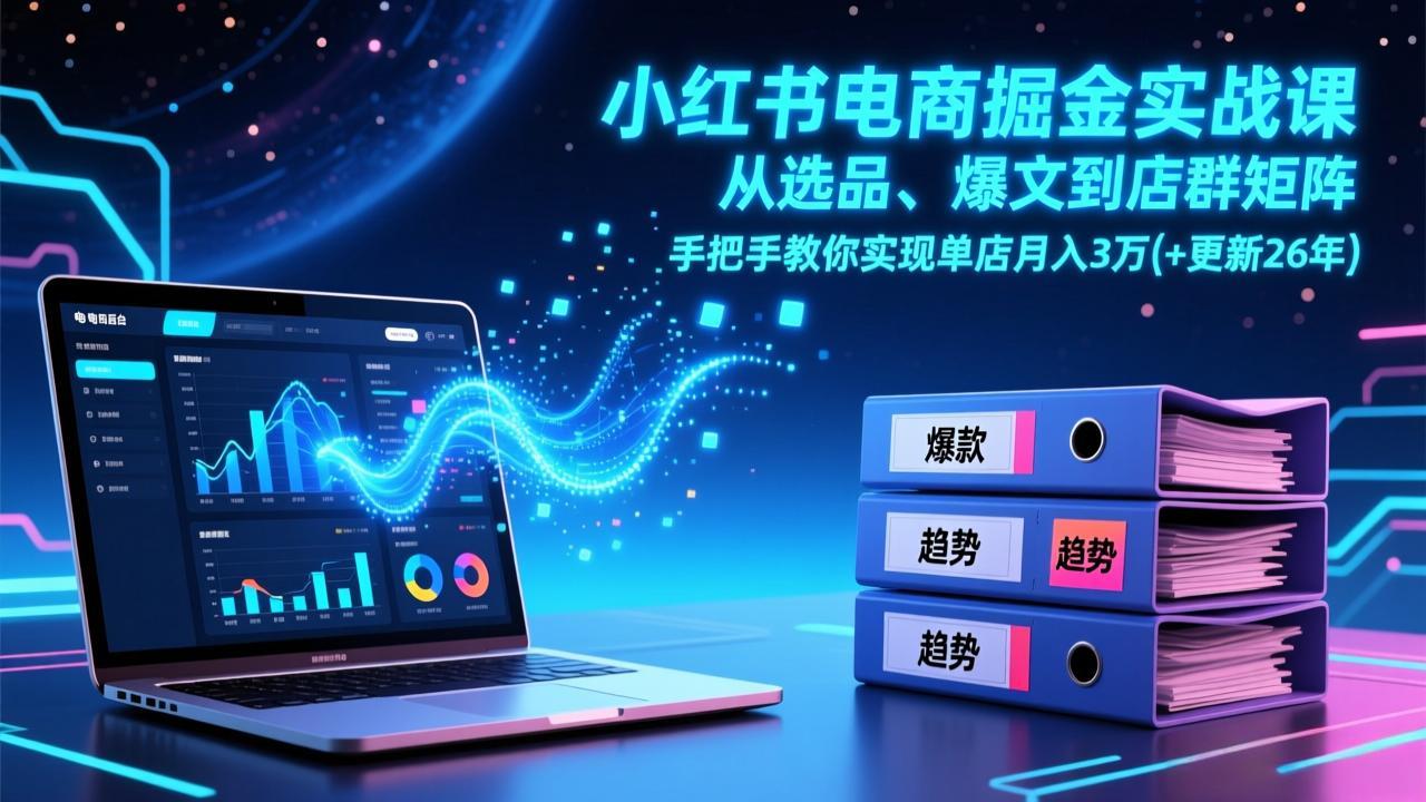 小红书电商掘金实战课,从选品、爆文到店群矩阵,手把手教你实现单店月入3万+(更新26年插图 小红书电商掘金实战课,从选品、爆文到店群矩阵,手把手教你实现单店月入3万+(更新26年插图