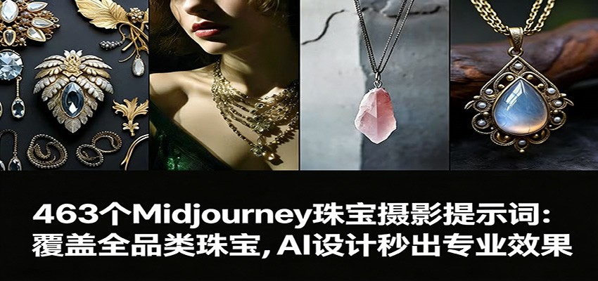 463个Midjourney珠宝摄影提示词：覆盖全品类珠宝，AI设计秒出专业效果插图