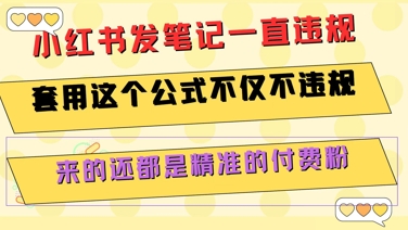 小红书发笔记一直违规，套用这个公式不仅不违规，来的还都是精准的付费粉-DE云网创