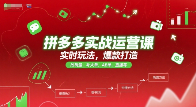 拼多多实战运营课，实时玩法，爆款打造，改销量，补大单，AB单，直播等（更新2025月）-DE云网创