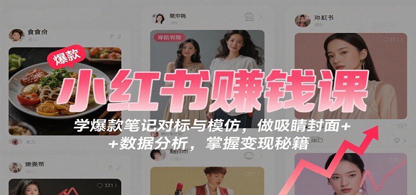 小红书赚钱课：学爆款笔记对标与模仿，做吸睛封面 + 数据分析，掌握变现秘籍-DE云网创