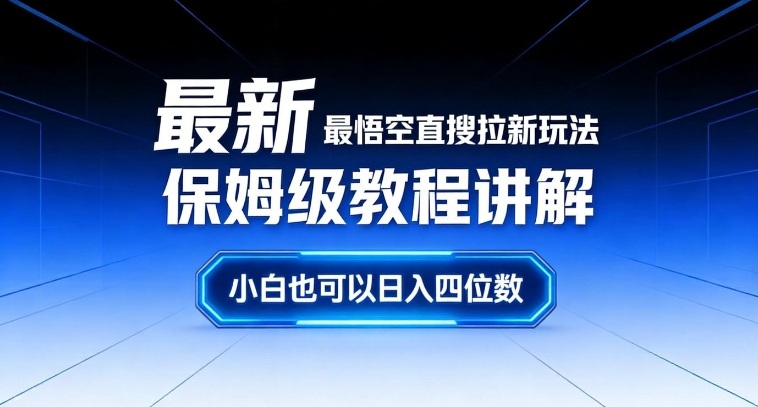 最新最悟空直搜拉新玩法保姆级教程讲解，小白也可以日入四位数-DE云网创