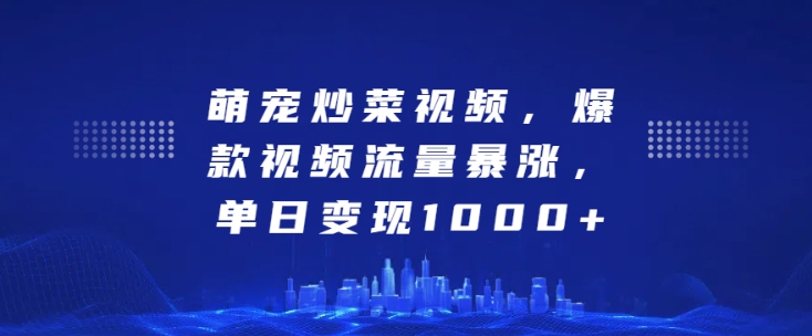 萌宠炒菜视频，爆款视频流量暴涨，单日变现1k-DE云网创