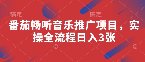 番茄畅听音乐推广项目，实操全流程日入3张-DE云网创