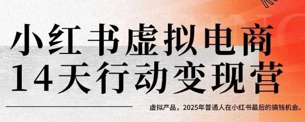 小红书虚拟电商14天变现训练营，虚拟产品，2025年普通人在小红书最后的搞钱机会（更新）-DE云网创