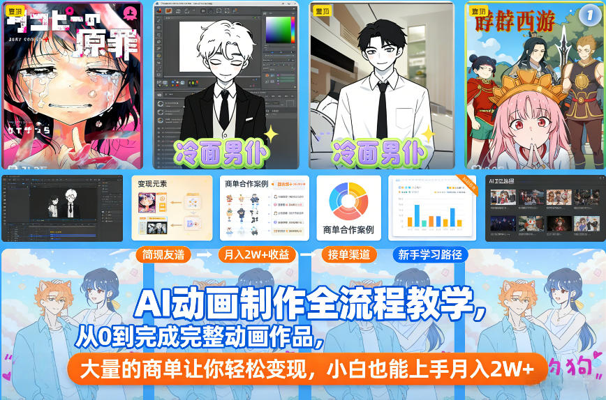 AI动画制作全流程教学,从0到完成完整动画作品,大量的商单让你轻松变现,小白也能上手月入2W+插图 AI动画制作全流程教学,从0到完成完整动画作品,大量的商单让你轻松变现,小白也能上手月入2W+