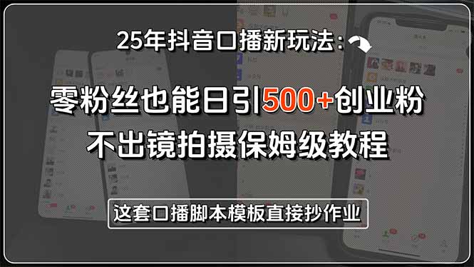 （15384期）25年抖音口播新玩法：零粉丝也能日引500+创业粉，不出镜拍摄保姆级教程...-DE云网创