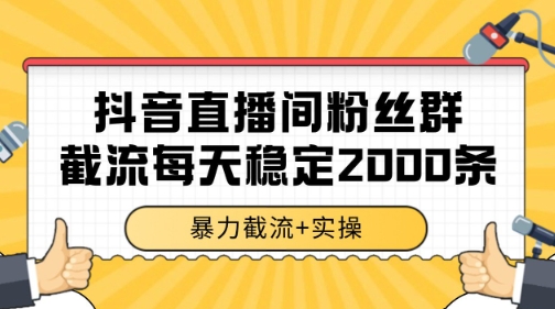 抖音直播间粉丝群暴力截流，一台电脑每天稳定2000条数据【揭秘】-DE云网创