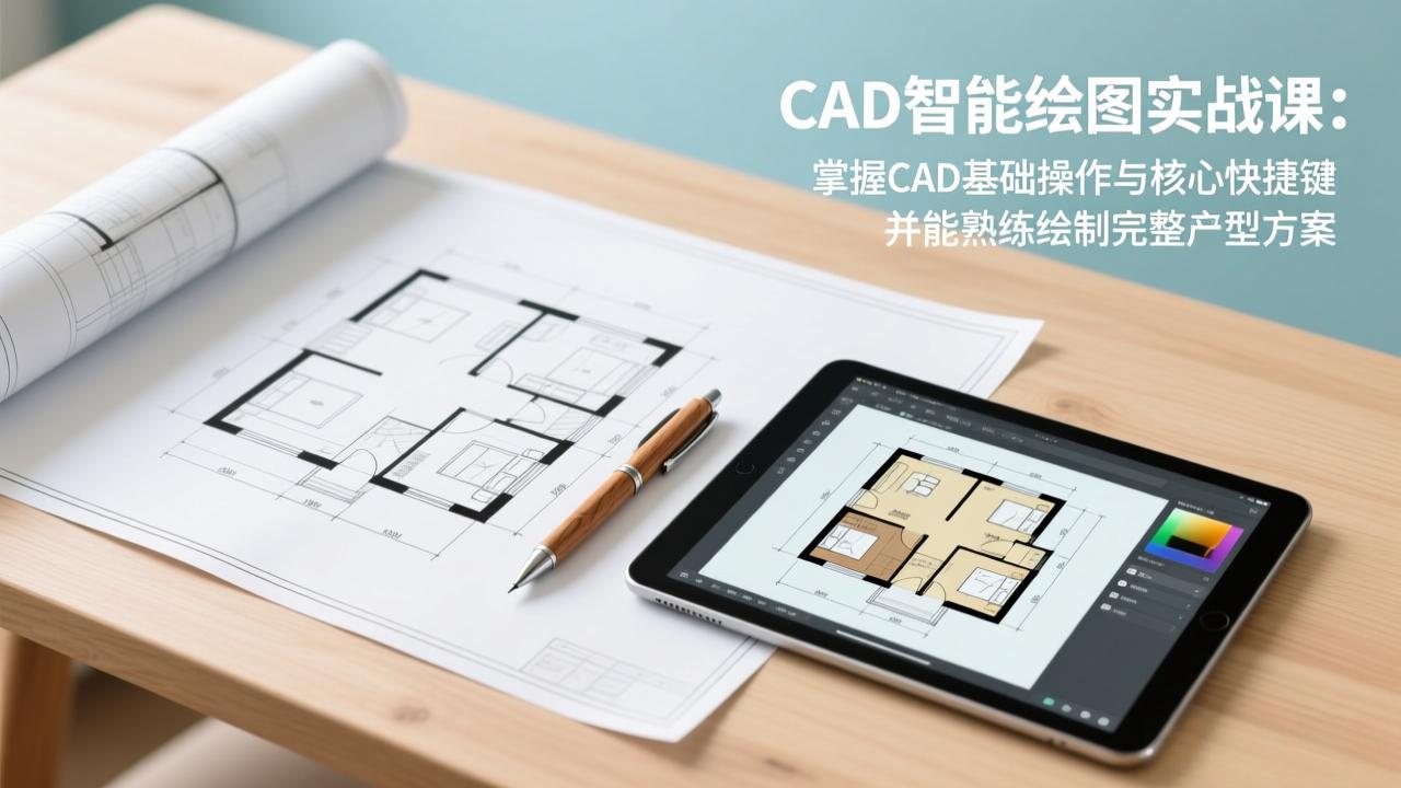 CAD智能绘图实战课：掌握CAD基础操作与核心快捷键，并能熟练绘制完整户型方案-DE云网创