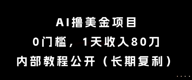 AI撸美金项目，0门槛，1天收入80刀，内部教程公开（长期复利）【揭秘】-DE云网创
