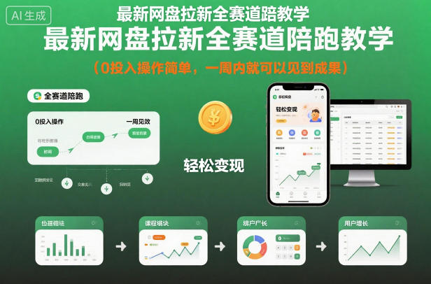 最新网盘拉新全赛道陪跑教学,0投入操作简单,一周内就可以见到成果-DE云网创