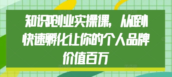 知识IP创业实操课，从0到1快速孵化让你的个人品牌价值百万-DE云网创