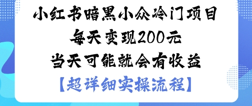小红书暗黑小众冷门项目每天变现2张当天可能就会有收益-DE云网创