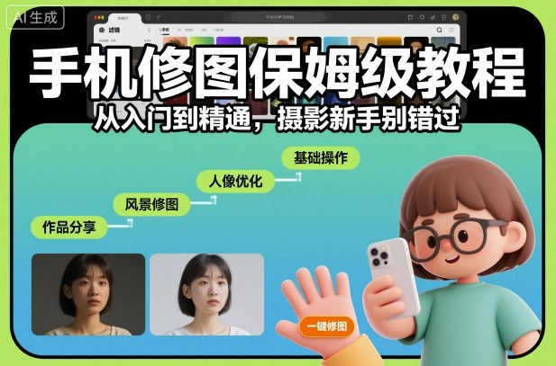 手机修图保姆级教程，从入门到精通，摄影新手别错过-DE云网创