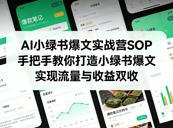 AI小绿书爆文实战营SOP,手把手教你打造小绿书爆文,实现流量与收益双收-DE云网创