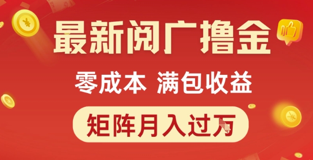 最新阅广撸金项目，零成本满包收益，可矩阵操作，月入过1W【揭秘】-DE云网创