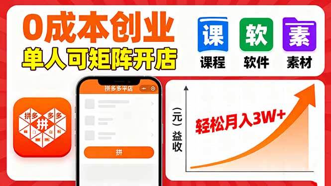 拼多多虚拟电商,0成本,单人可矩阵开店,轻松月入3W+-DE云网创