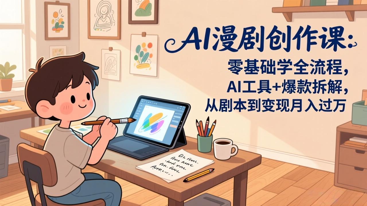 AI漫剧创作课：零基础学全流程，AI工具+爆款拆解，从剧本到变现月入过万-DE云网创