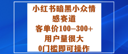 小红书暗黑小众情感赛道，客单价100-300+用户量很大，0门槛即可操作-DE云网创